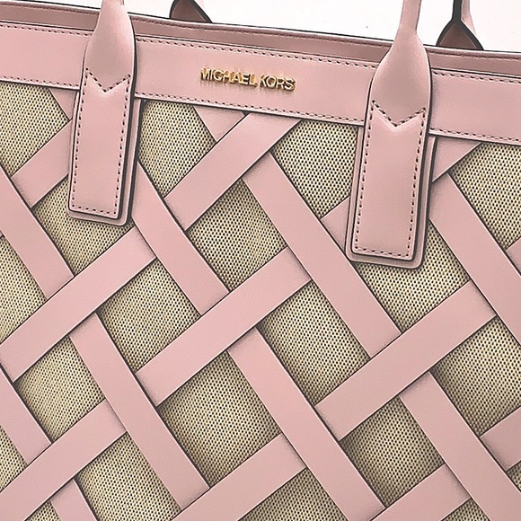 MICHAEL KORS SIENNA Large Tote Shoulder BAG In POWDER BLUSH Leather Canvas - Picture 4 of 16